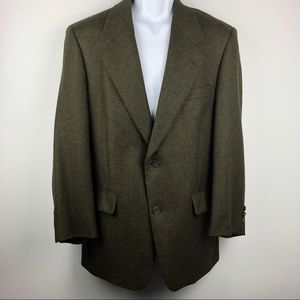 Claiborne Mens Green Mini Checked Blazer Size 41R